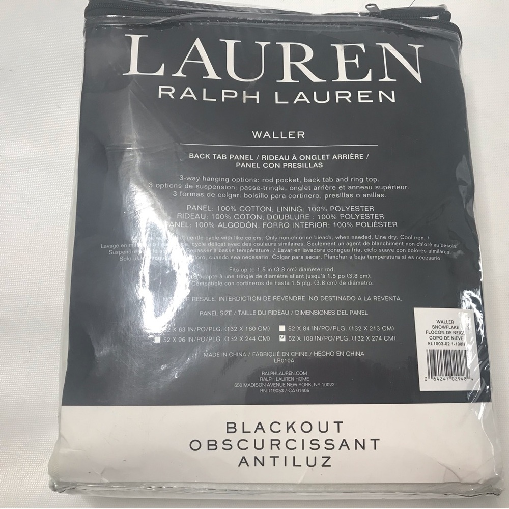 Lauren by Ralph Lauren Waller Back Tab Curtain Panel 52" x 108" - Picture 3 of 5